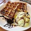 Waffle with 1 scoop of Ice Cream($6.80)