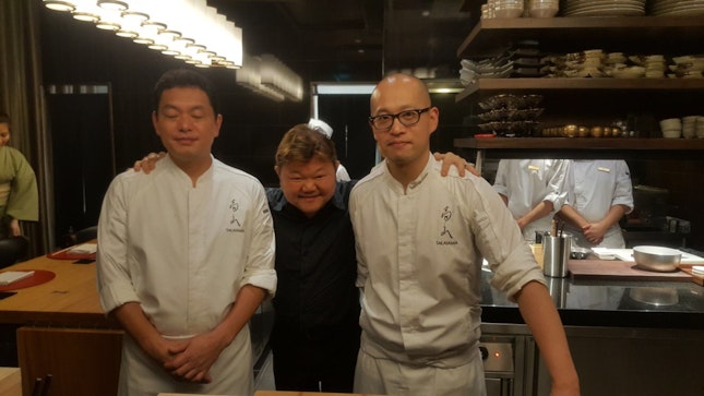Chefs Shigeru Akashi, Justin Quek, and Taro Takayama