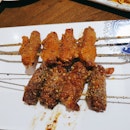 Grilled Pork Belly With Enoki Mushroom (1 Stick) & Grilled Gry Sausages (2 Sticks)