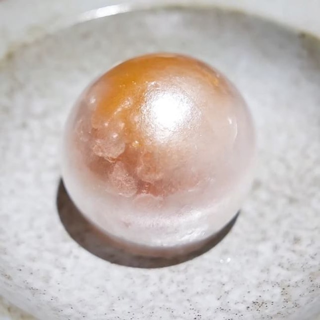 Sugar Sphere, Peach Compote, Apricot Jam, Peach Granita, Peach Sorbet.