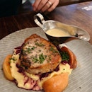 Pork Chop with Poached Apples and Mash