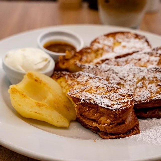 Almond French Toast with Sautéed Pear