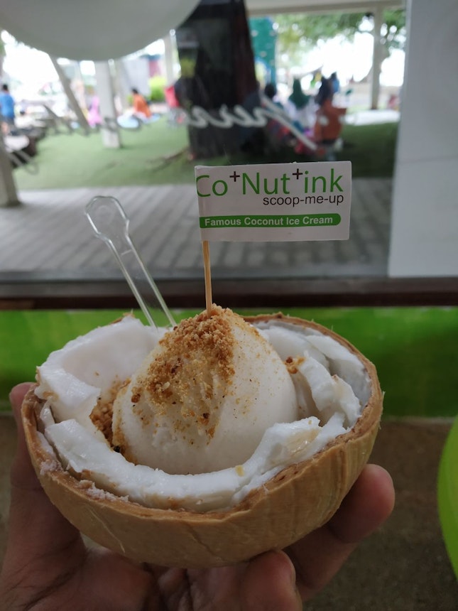 Coconut Ice Cream With Peanuts.