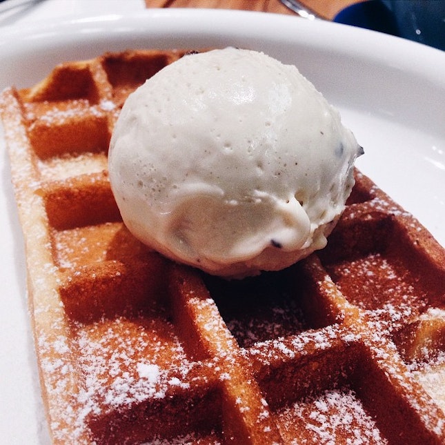 Whimsical Waffle with Salted Caramel Ice Cream, the waffle is so crunchy and the ice cream is so tasty, a bit pricy but it tastes very good.