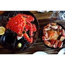 Sinful lunch 😍 Alaskan King Crab, half served cold and another half served with baked rice..