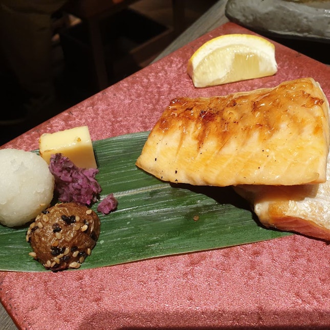 Charcoal Grilled Salmon Belly Set, $16.90