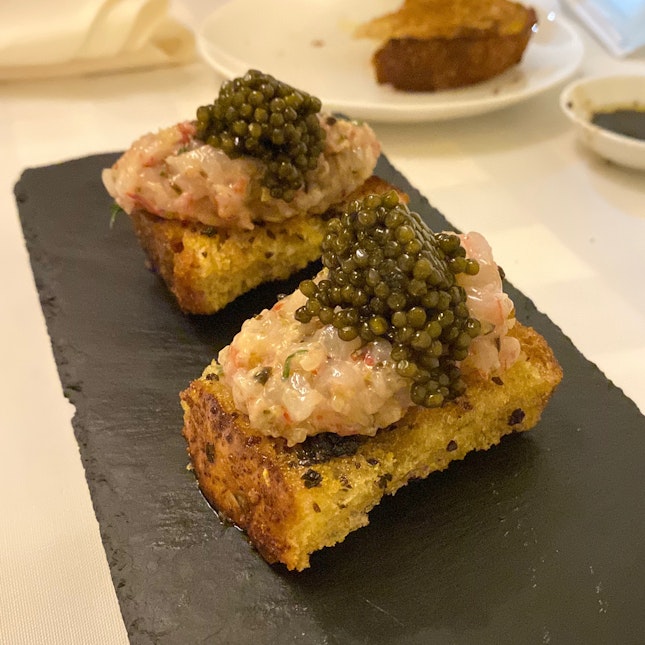 Scampi Bruschetta with Caviar