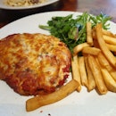 Chicken Parmigiana With Fries And Salad 