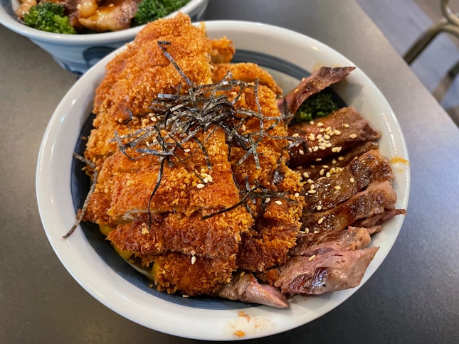 Chicken Katsu + Sirloin Steak Don