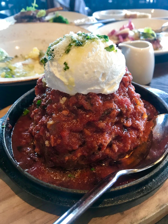 Meatball With Freshly Whipped Ricotta Cheese