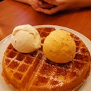 Delicious Waffles And Ice Cream