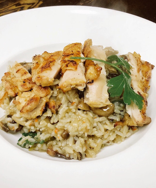 1-for-1 Dinner : Grilled Chicken & Mushroom Risotto ($25++)
