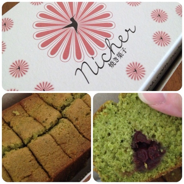 Green Tea With Red Bean Pound Cake..very Nice!