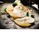 Pancake With Whipped Cream, Blueberry And Almond 