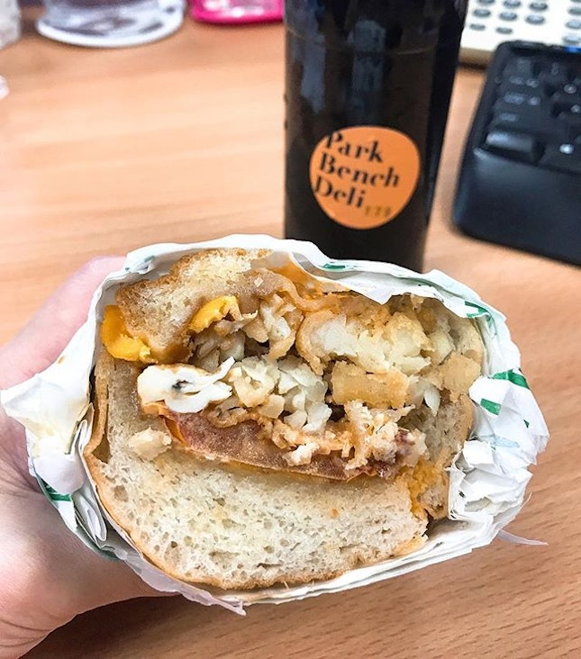 Best office takeaway..tasty & filling sandwich from Park Bench Deli 😋😋😋🤤🤤🤤 #parkbenchdeli #sgfood #sandwich #foodgasm #foodporn #foodstagram #sgcafe #foodsg #burpple #cafesg #coldbrew #hungrygowhere