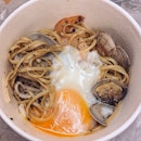 Seafood Aglio Olio with Onsen Egg (~$8.50)