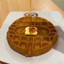 waffle w butter & syrup ($7.50)