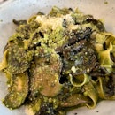Pesto Pasta with Tagliatelle (swapped prawns for mushroom) - $27