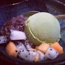 Green Tea ice-cream with sweet red bean #japanese #greentea #food #foodporn #instafood