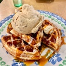 Salted Caramel Brownie Ice Cream with Maple Butter Waffle