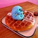 Waffles With Cookie Monster Ice Cream@$7.50