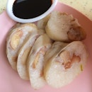 Gutinous rice with stuffed chestnuts wrapped in the pig intestine.