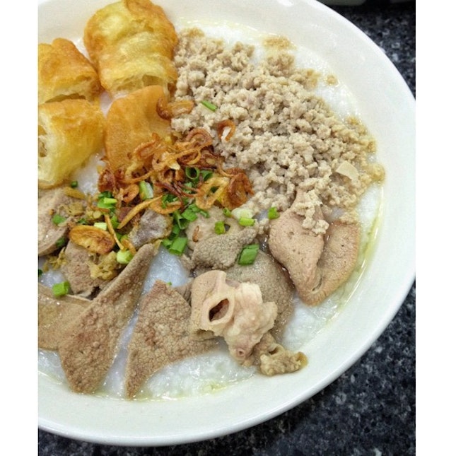 The traditional Singapore styled pork porridge.