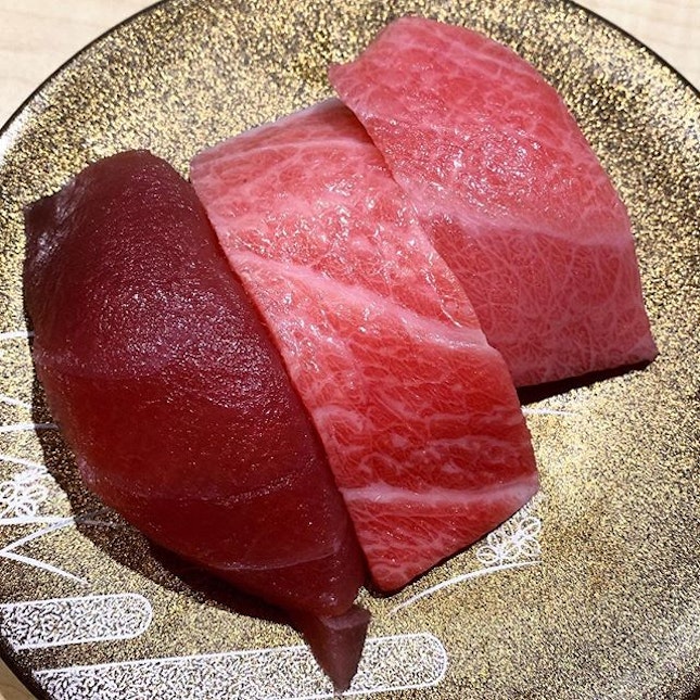 Maguro Zanmai
_
Three kinds of Tuna sushi - 
Akmai, Chutoro, Otoro
_
#sqtop_japanese 
#sqtop_sushi
#sqtop_maguro 
#burpple #burpplesg
