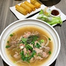 Fresh beef Pho with Spring Roll
_
Refreshing beef broth and medium rare to medium fresh beef slices.