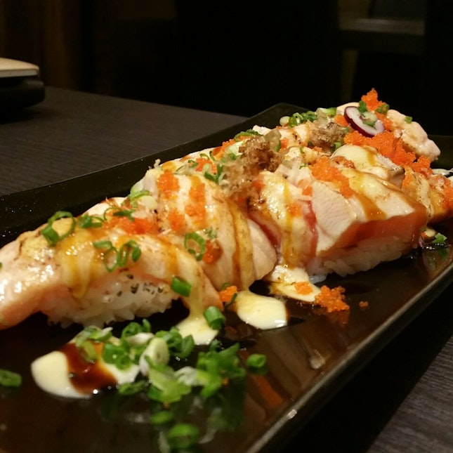 $14.80 for 10 aburi salmon sushi