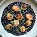 "Find the Scallop in The Brussels Sprouts", a new dish from Birds of a Feather along Amoy Street....or Squid Ink Risotto with Seared Scallops and Brussels Sprouts, a daily special from Coo Bistro in Tiong Bahru?