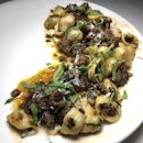 The Early Fatback: Orecchiette (spicy lamb sausage, swiss chard, mint, olives) from Angeleno.