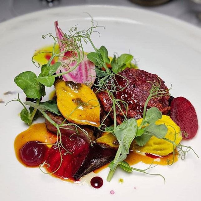 The Early Fatback: Westholme Wagyu Beef with Beetroot Variation and Pine from the degustation experience at Restaurant JAG, the French fine dining restaurant along Duxton Road which just received a Michelin star this year (@restaurantjagsg).