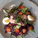 Poached Salmon With Mixed Salad And Quinoa