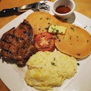 Grilled chicken pancakes #burpple #foodporn #dinner #western #breakfast #pancakes #chicken