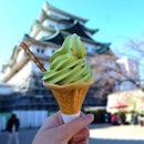 Can't resist the #matcha soft-serve and Nagoya castle is so majestic!