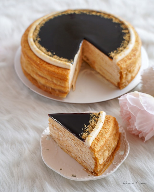 Black Sugar Peanut Mille Crepe Cake ($13/slice, $140/9” in stores)