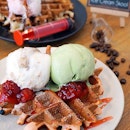 Sweet Berries Waffle w/ Matcha & Butterscotch Ice Cream ($4.20/Waffle + $5.80/Double Scoop) Unique waffle flavour with crisp exterior and dense fluffy interior, the waffle tastes great on its own but the sweet folks behind @IceCreamSkool went a mile ahead to top it up with chewy strawberries to make our day even sweeter.