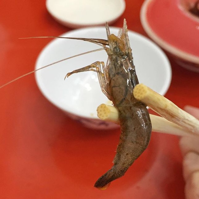 活跃虾 - a local delicacy, where live mini prawns are soaked in 小米酒, garlic, Chilli and other sauces.