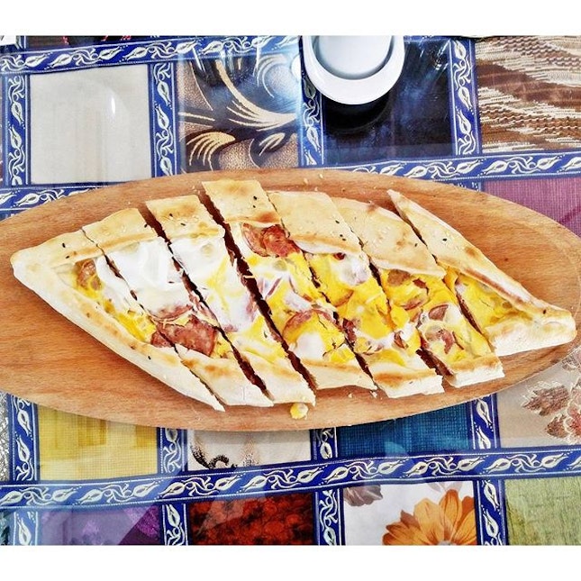 Sucuk And Egg Pide (SGD $17) @ Istanblue Mezze & Grill House.