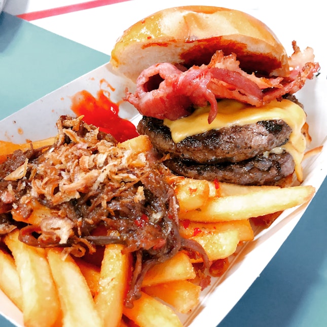 Burgs’ Bacon & Cheese Burger • Single: $6.5, Double: $9