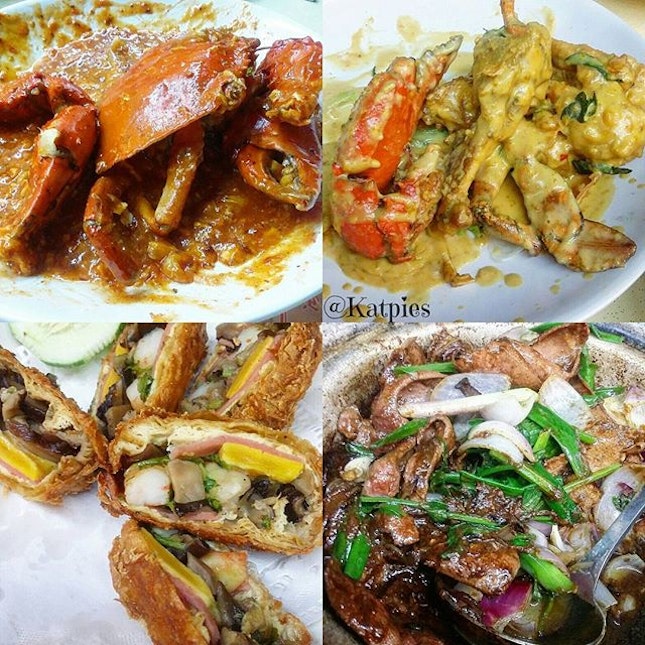 Chilli Crab, Salted Egg Yolk Crab, Claypot Liver and Mingzhu Roll.