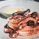 Chargrilled smoked miso baby octopus.