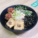 Hakka Tofu Bowl($5.50); is a combination of traditional dishes between Yong Tau Foo and Thunder Tea Rice, (aka Lei Cha) with a touch of Japanese element in the form of presenting the dish in Donburi (a type of Japanese Rice Bowl).