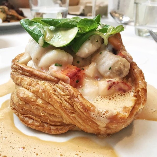 ; Seafood Vol-Au-Vent

All eyes on this handsome housemade flakey puff pastry that's barely able to contain those succulent scallops, lobsters and other fruits of the sea.