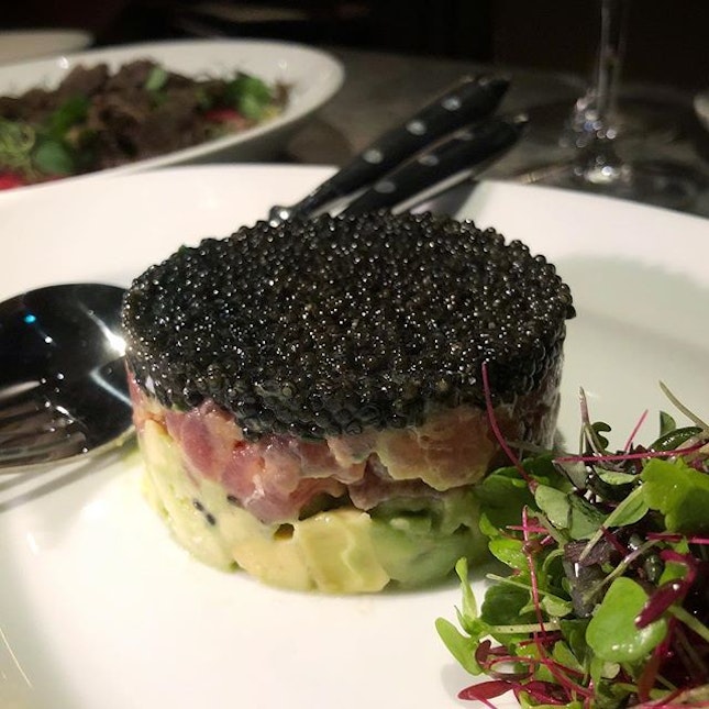 ; Luxuries of the Sea 🖤

Creamy Avocado, Yellowfin Tuna Tartare and Kaluga Queen Caviar.