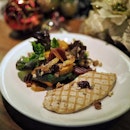 Festive Salad with Grilled Turkey, Roasted Pumpkin and Pickled Beetroot.