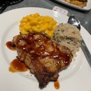 Barbecue Chicken w Baked Olive Rice and Mac&Cheese