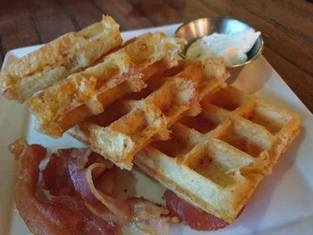 Bacon And Cheese Waffles $18