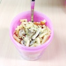 Lunch / macaroni sautéed in sukiyaki sauce with garlic, white button mushroom, cherry tomatoes & green pak choy / ✌️